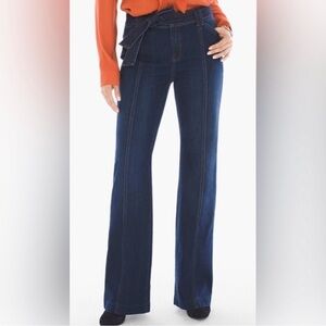 NWT Chico's Platinum Trouser Jeans w/ Sash Belt Sz 1